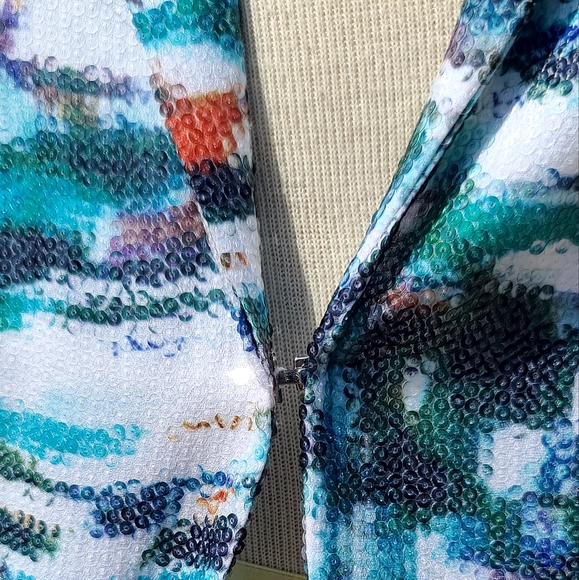 Etcetera blue & white print sequined jacket - Picture 4 of 10